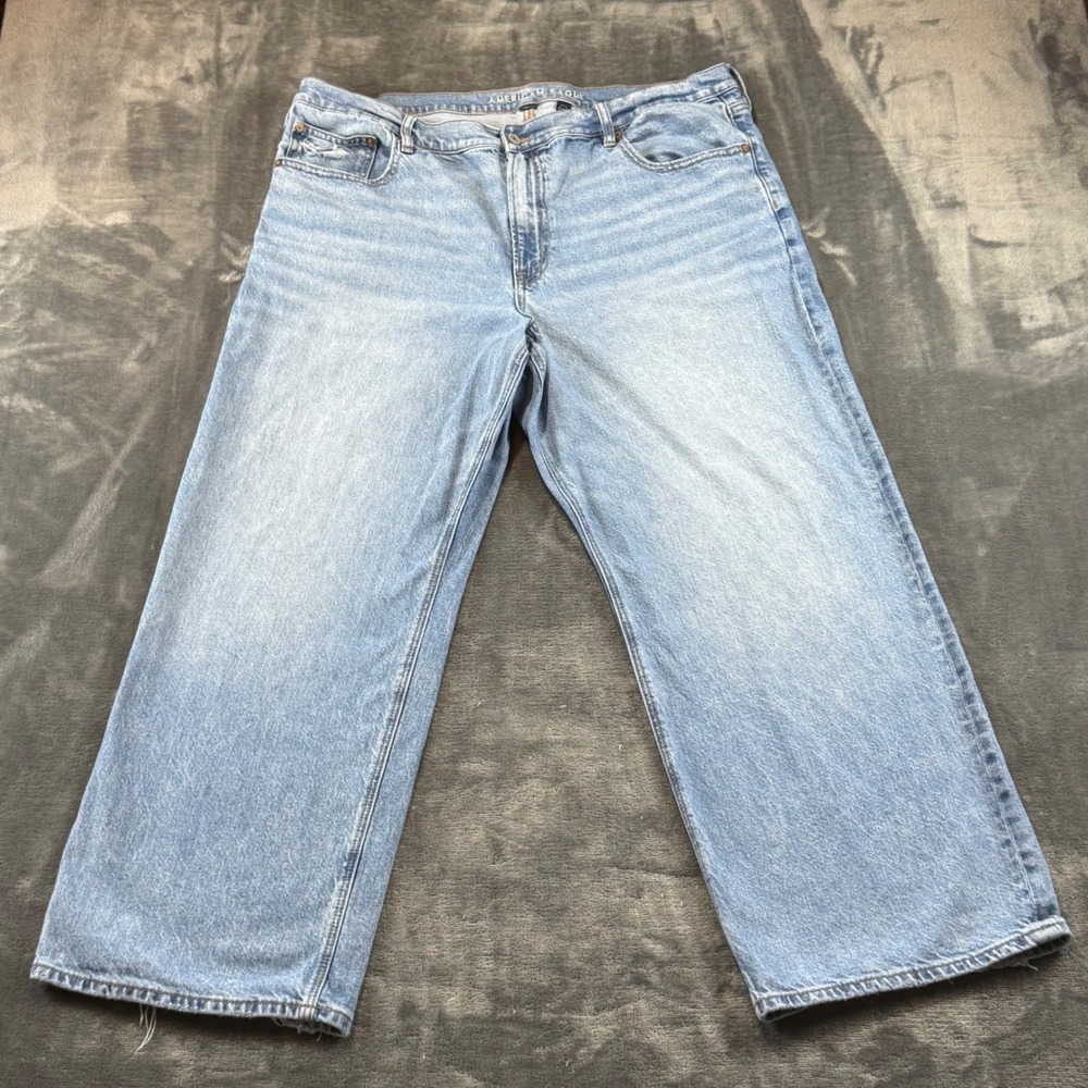 American Eagle Strigid Stovepipe Jeans Womens 18 Light Wash Wide Leg High Rise
